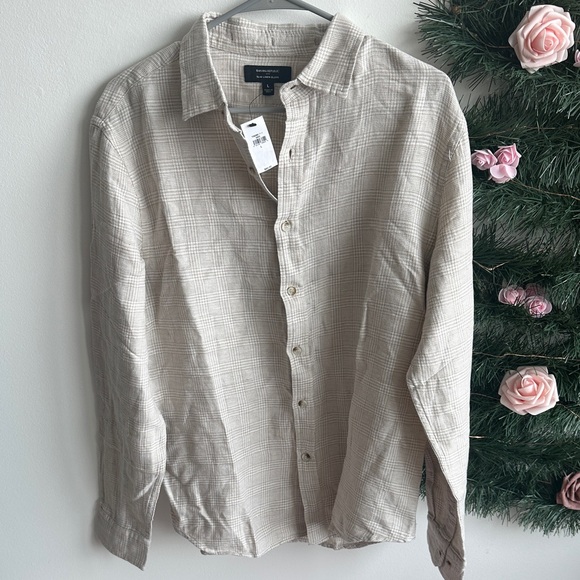 Banana Republic Light Beige Checkered Shirt